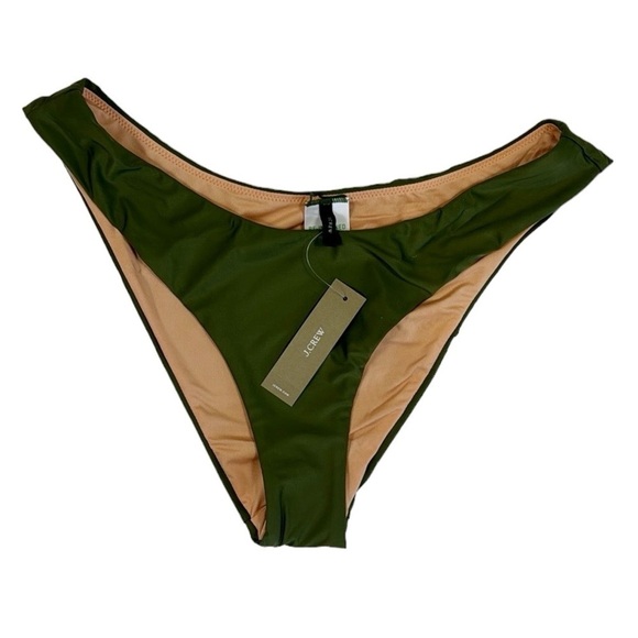 J. Crew Bikini Bottom Women's M Green Curved Waist Cheeky New BC125 7833 - Picture 1 of 12